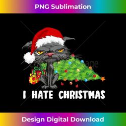 anti christmas i hate christmas tree bored cat santa hat - premium sublimation digital download