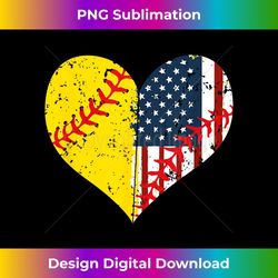 softball heart american flag 4th of july 1 - retro png sublimation digital download