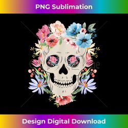 skull with flowers for mexican holidays 1 - instant png sublimation download