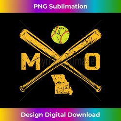 missouri softball bats & ball retro style softball player - premium png sublimation file
