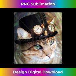 steampunk cat with clocks on a hat t shirt - sublimation-ready png file