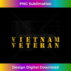 vietnam veteran yellow text distressed american flag tank top - vintage sublimation png download