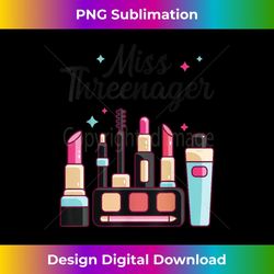 miss threenager spa makeup 3rd birthday family party outfit - decorative sublimation png file