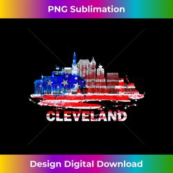 proud american cityscape - cleveland ohio skyline