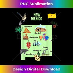 tourist attractions map of new mexico state, usa, flag 1 - digital sublimation download file