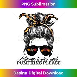 autumn leaves and pumpkins please messy bun fall hair band - modern sublimation png file