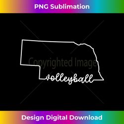 state of nebraska outline with volleyball script acj227b long sleeve - instant png sublimation download