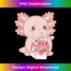 kawaii anime axolotl drinking strawberry milk cute japanese - creative sublimation png download