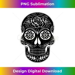 Dia De Los Muertos Halloween Design with Black Sugar Skull - Digital Sublimation Download File