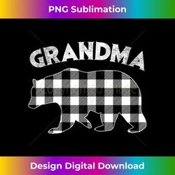 s black and white buffalo plaid grandma bear christmas pajama - decorative sublimation png file