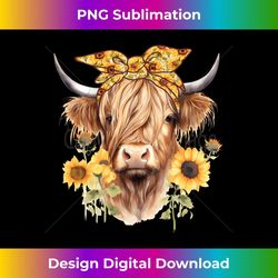 cute scottish highland cow wearing sunflower bandana heifer - png transparent sublimation design