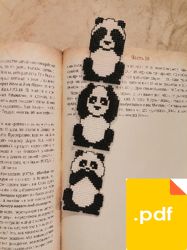 panda bookmark no evil cross stitch pdf, teacher gifts for book lovers birthday present, primitive pattern modern art de