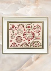 sampler quaker united in love cross stitch pattern pdf primitive wall decor pdf pattern embroidery gift home decor