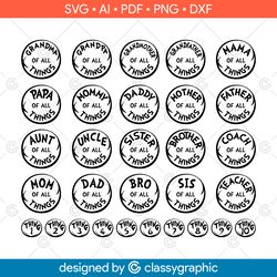 family of all things mother father svg dr seuss bundle dxf png digital cut file for cutting machines personal commercial