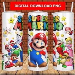 super mario tumbler wrap design 20 oz skinny tumbler wraps straight and tapered sublimation tumbler png download