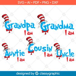 family pack i am, dr seuss i am svg, dad i am, mom i am, one i am, brother i am, sister i am, svg png digital file