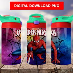 kids spider man tumbler wrap flip top design 12oz digital download spiderman png file sublimation straight tapered