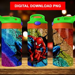 kids tumbler wrap spider man flip top design 12oz digital download spiderman png file sublimation straight tapered