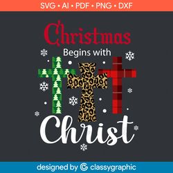 christmas begins with christ svg, christmas svg, christmas begins with christ sign, silhouette files, leopard print svg