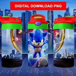 sonic the hedgehog wrap 12oz flip top tumbler design digital download png file sublimation straight tapered design