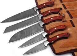 handmade damascus steel blade kitchen knife set 5pcs best damascus chef knife set professional kitchen cooking knives