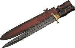 warivo knife - supplies damascus steel exotic braided sword, brown, 22 inches