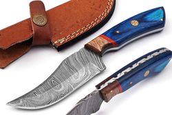 damascus knives custom handmade hunting knife- best damascus steel blade skinning knife- fixed blade hunting knife