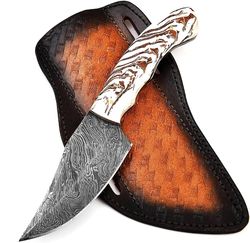 damascus steel '8'in full tang skinner micarta handle' razor sharp blade / survival pocket knife for man