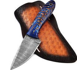 damascus steel '8'in full tang hunting micarta handle' razor sharp blade / survival pocket knife for man