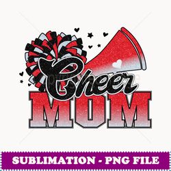 football cheer mom red black pom leopard - instant png sublimation download