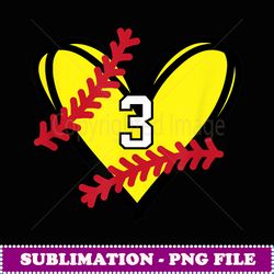 number 3 softball heart sports player fan jersey - png transparent sublimation design