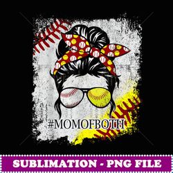 messy bun hair mom of both softball baseball bleached - premium sublimation digital download