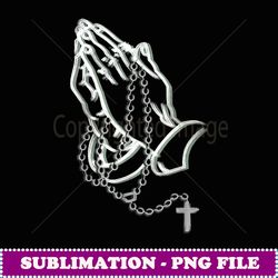 praying hands with a rosary - aesthetic sublimation digital file