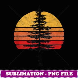 retro sun minimalist white pine tree illustration graphic - aesthetic sublimation digital file