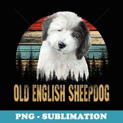 retro vintage old english sheepdog lover s - digital sublimation download file