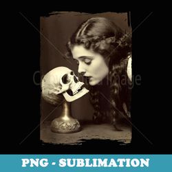 vintage witch sorceress skeleton skull kiss 1910 photography - premium sublimation digital download