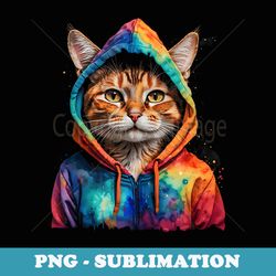 cat hoodie colorful funny animal art print graphic - sublimation digital download