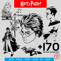 harry potter svg files, hp svg files, wizard school svg, potter print art files i harry potter bundle