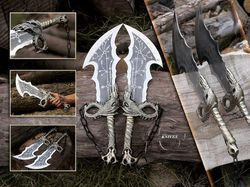 god of war kratos sword set / custom made sword combo / blade of the leviathan: gaming sword for display / handcrafted