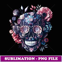 colorful mexican skull patterns flowers halloween catrina - png transparent sublimation file
