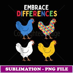 embrace differences chicken puzzle autism awareness animal - png sublimation digital download