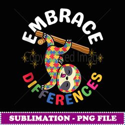 embrace differences sloth puzzle autism awareness animal - png transparent sublimation file