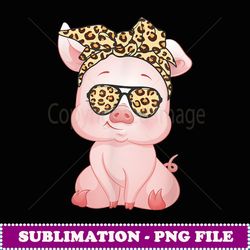 pig with leopard headband flower cute pig lover funny pig - modern sublimation png file