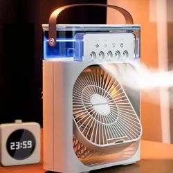 portable fan air conditioners usb electric fan led night light water mist fun 3 in 1 air humidifie for home usb cooler f
