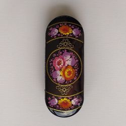 hand painted eyeglass case, floral glasses case, glasses holder for women, painted spectacle case hard shell case