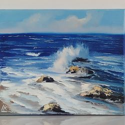 sea wave original oil painting on canvas for wall art seascape painting for interior of home