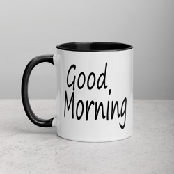 good morning mug with color inside black