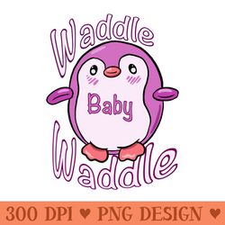 waddle baby waddle penguin - digital png art