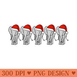 five grey elephant christmas santa hat - png clipart