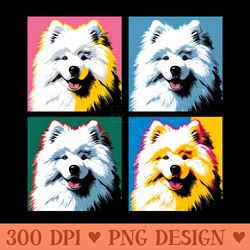 pop retro samoyed art - cute puppy - png file download